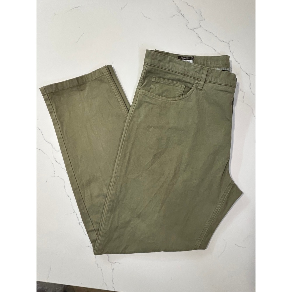 J McLaughlin Mens Green Khaki‎ Cotton Stretch Italian Fabric Chinos Pants 36x28